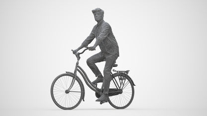 photogrammetry 3D man casual cycling, realistic human model archviz FBX, wireframe back view