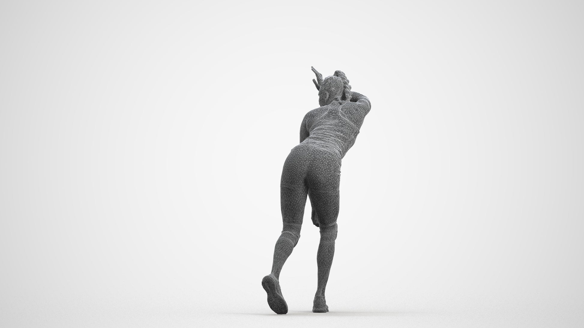 scanned 3D woman sport, photogrammetry people for Enscape and V-Ray, wireframe front view