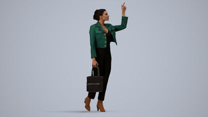 photogrammetry 3D woman business walking, realistic human model archviz FBX, side view render