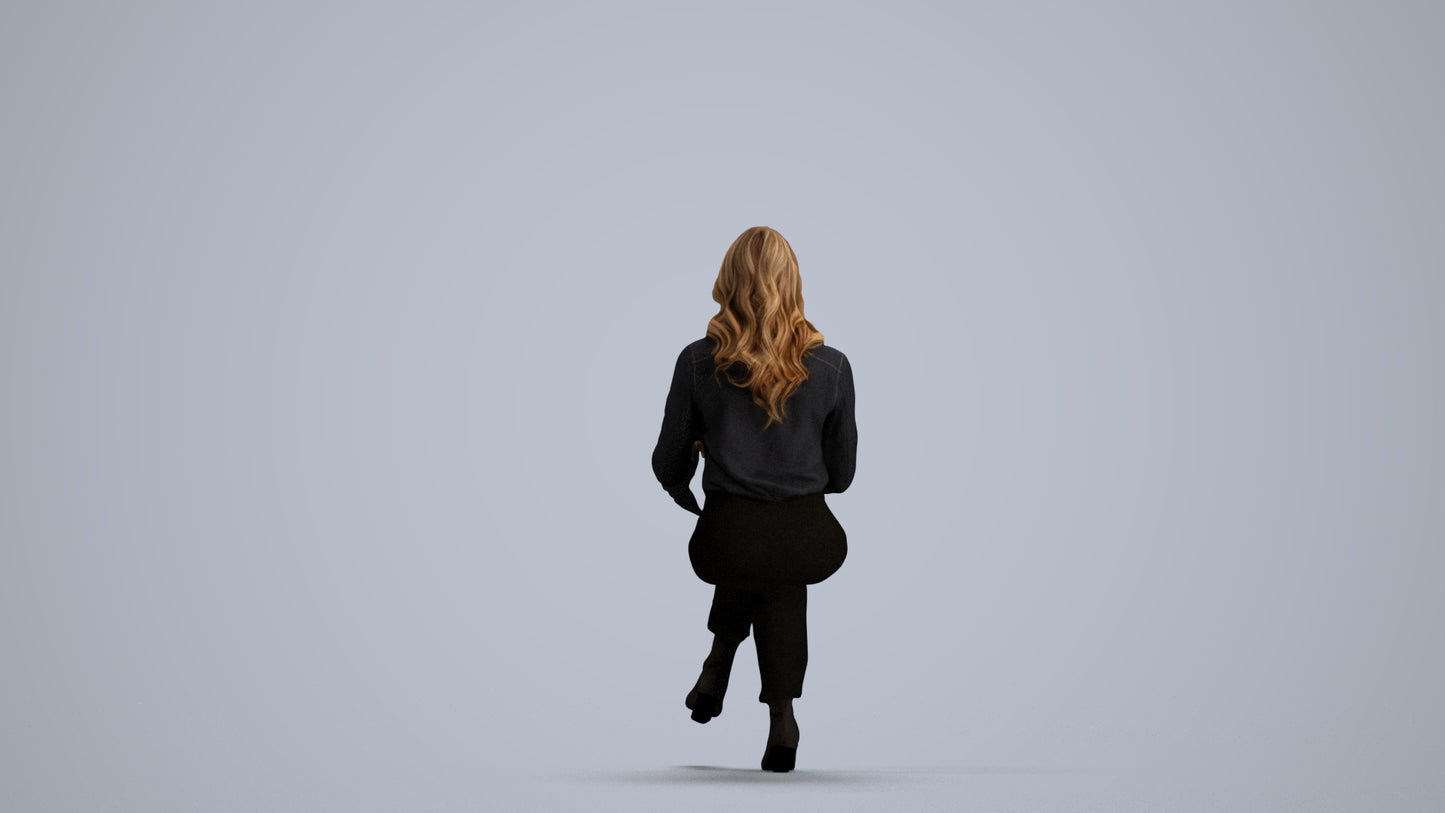 realistic 3D human woman business formalaffairs, archviz people FBX OBJ for Blender, front view render