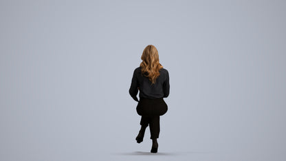 realistic 3D human woman business formalaffairs, archviz people FBX OBJ for Blender, front view render
