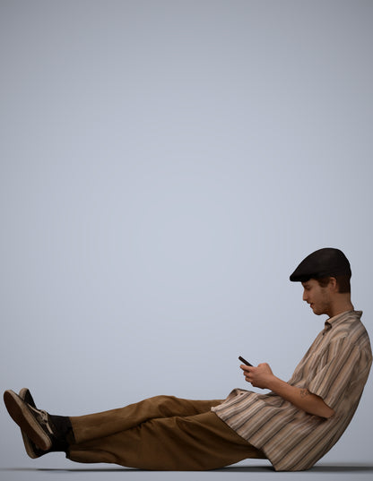 photogrammetry 3D man casual sitting, realistic human model archviz FBX