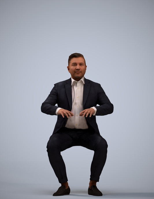 3D human model man business, photogrammetry scanned person for archviz