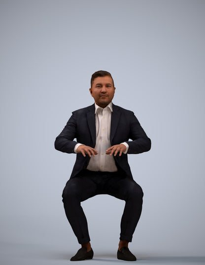 3D human model man business, photogrammetry scanned person for archviz