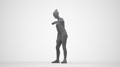 realistic 3D human girl sport, archviz people FBX OBJ for Blender, wireframe back view