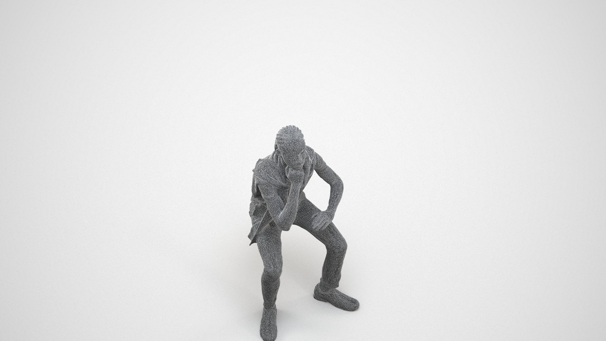 realistic 3D boy casual kids, scanned archviz people for Blender and 3ds Max, wireframe three-quarter view