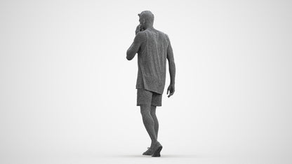 realistic 3D man casual walking, scanned archviz people for Blender and 3ds Max, wireframe front view