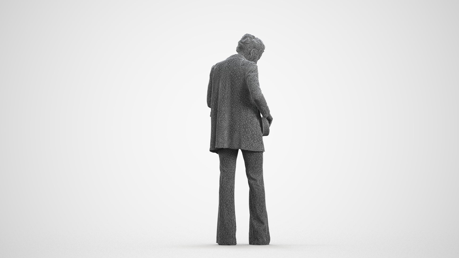 scanned 3D woman business standing, photogrammetry people for Enscape and V-Ray, wireframe front view