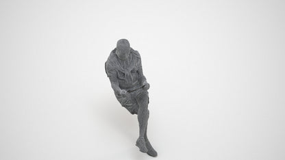realistic 3D people senior man casual sitting, render-ready for V-Ray and Corona, FBX OBJ, wireframe three-quarter view