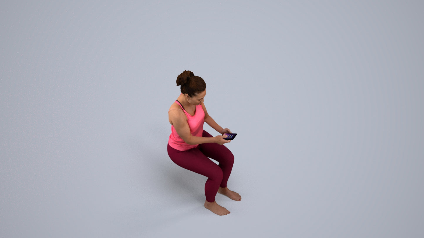 photogrammetry 3D woman sport, realistic human model archviz FBX, back view render