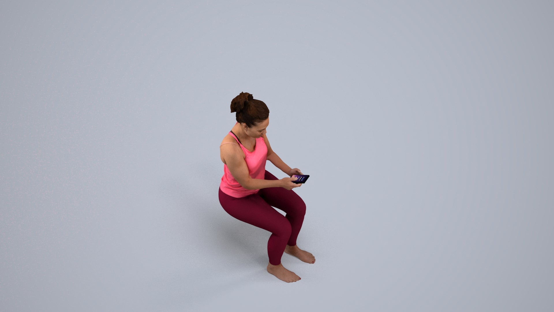 photogrammetry 3D woman sport, realistic human model archviz FBX, back view render