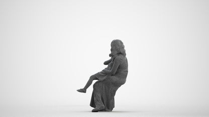 realistic 3D human girl casual kids, archviz people FBX OBJ for Blender, wireframe front view
