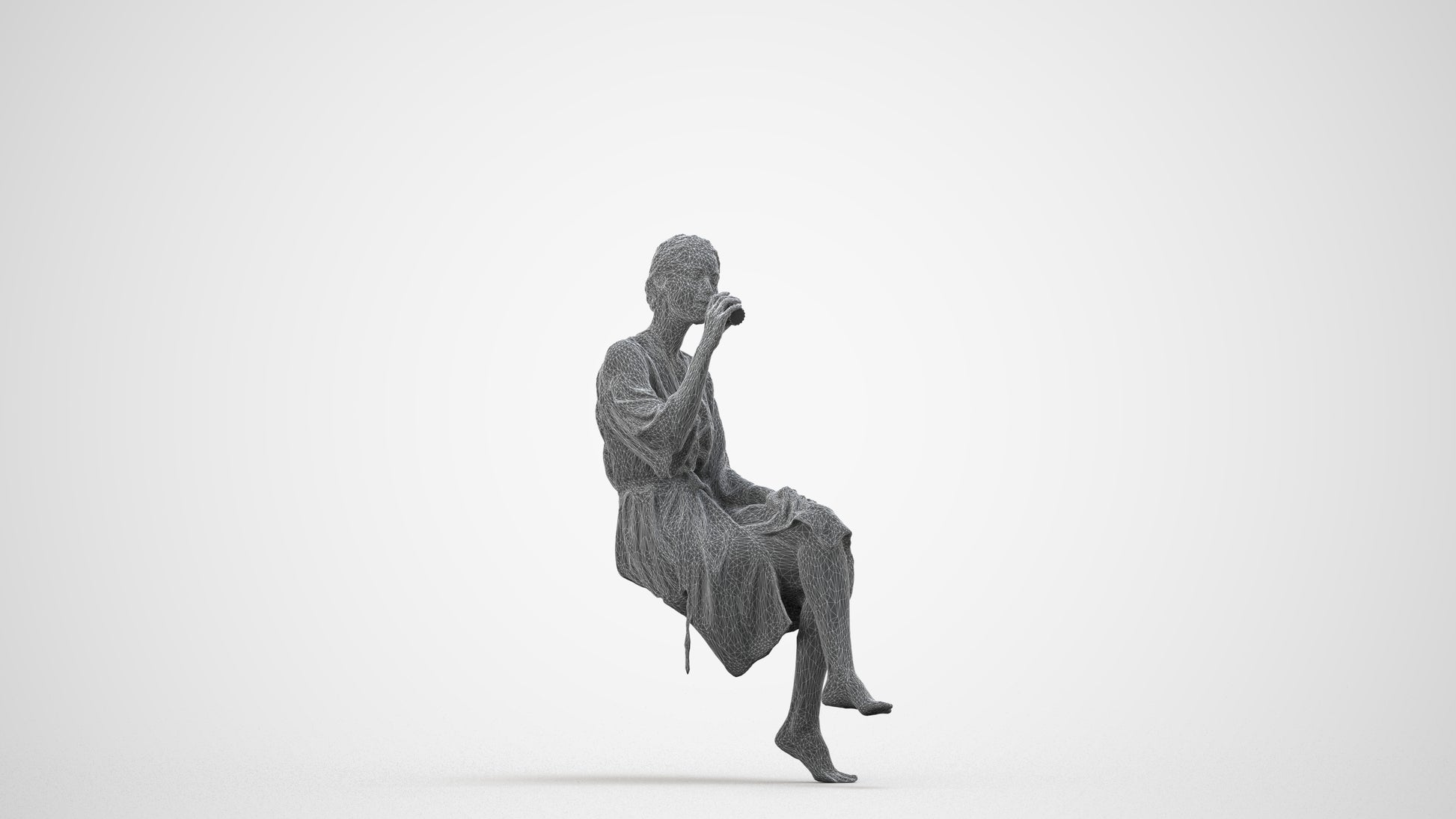 photogrammetry 3D woman casual bathroom, realistic human model archviz FBX, wireframe side view