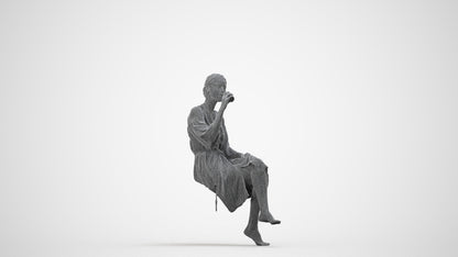 photogrammetry 3D woman casual bathroom, realistic human model archviz FBX, wireframe side view