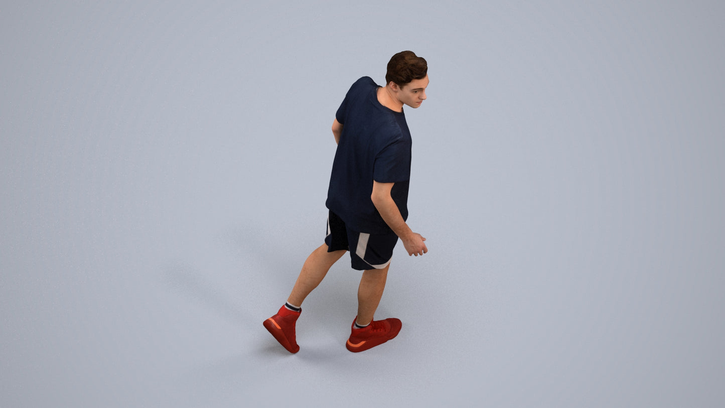 photogrammetry 3D man sport, realistic human model archviz FBX, back view render