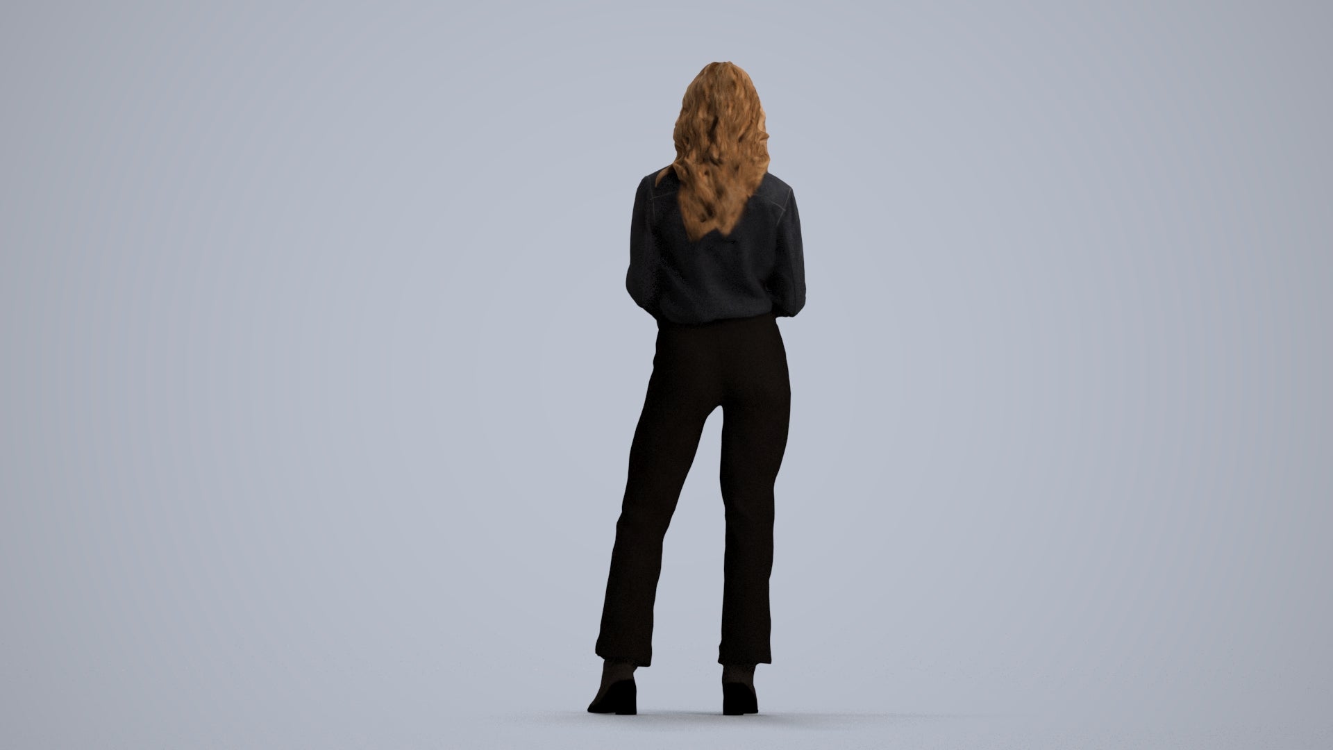 scanned 3D woman business standing, photogrammetry people for Enscape and V-Ray, front view render