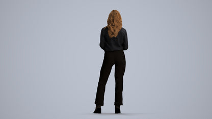 scanned 3D woman business standing, photogrammetry people for Enscape and V-Ray, front view render