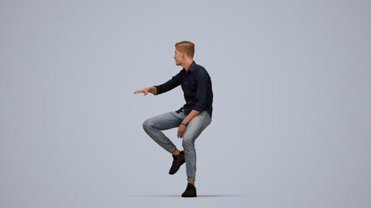 realistic 3D people man casual sitting, render-ready for V-Ray and Corona, FBX OBJ, top-down view render