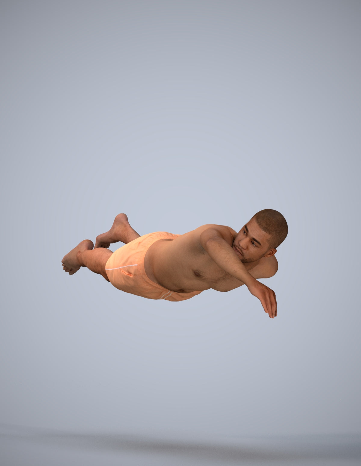3D human model man sport pool, photogrammetry scanned person for archviz