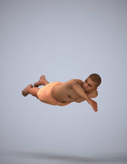 3D human model man sport pool, photogrammetry scanned person for archviz