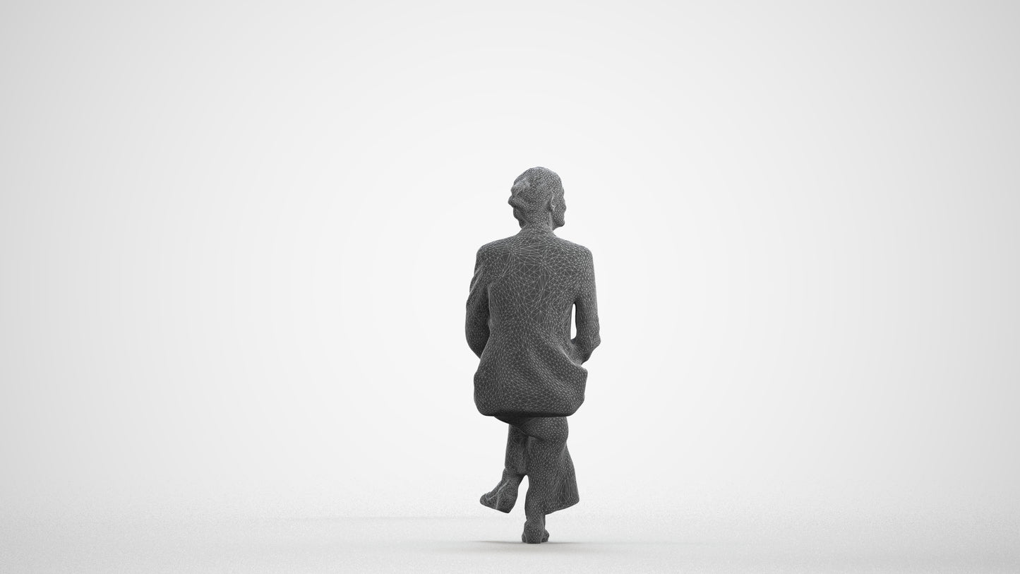 scanned 3D senior woman business, photogrammetry people for Enscape and V-Ray, wireframe front view