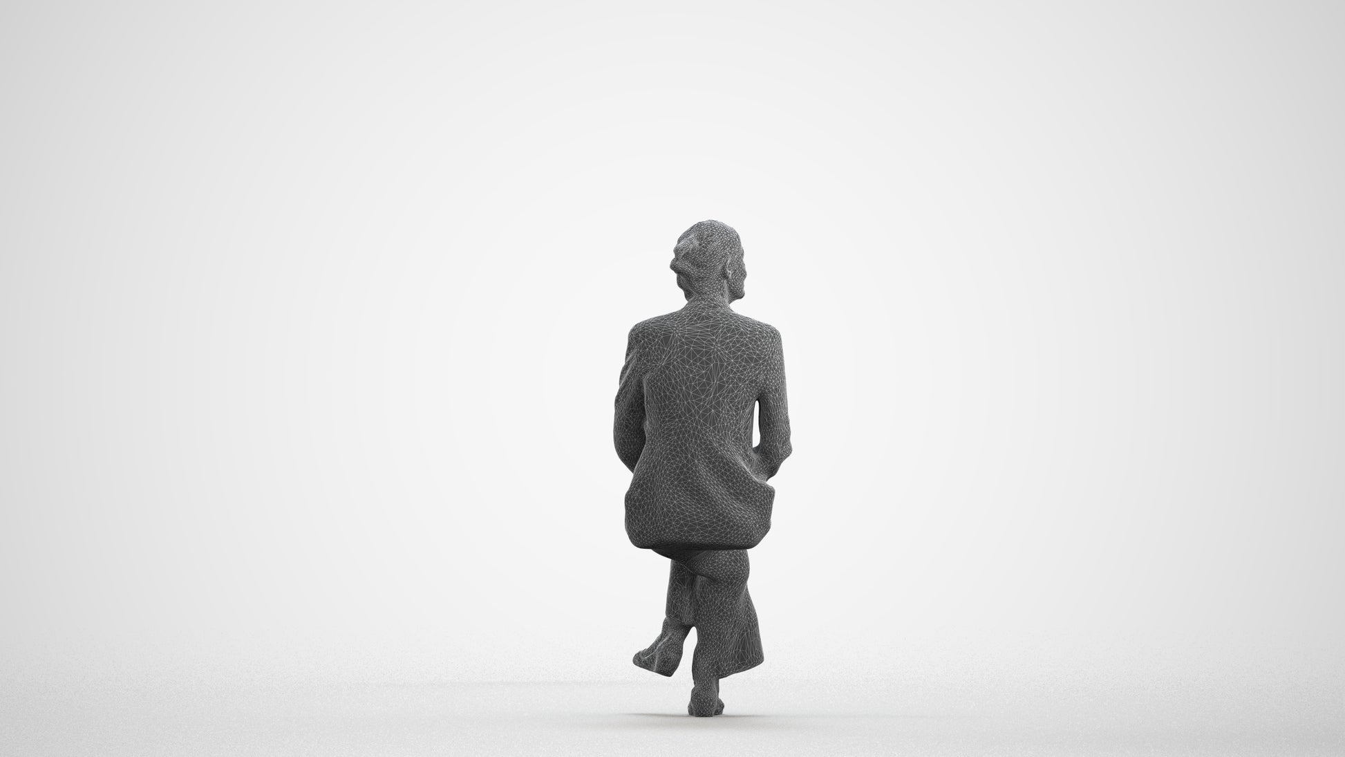 scanned 3D senior woman business, photogrammetry people for Enscape and V-Ray, wireframe front view