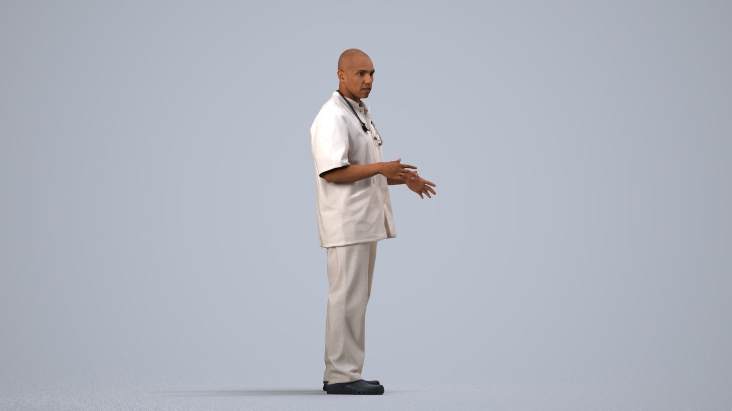 photogrammetry 3D man medical, realistic human model archviz FBX, side view render