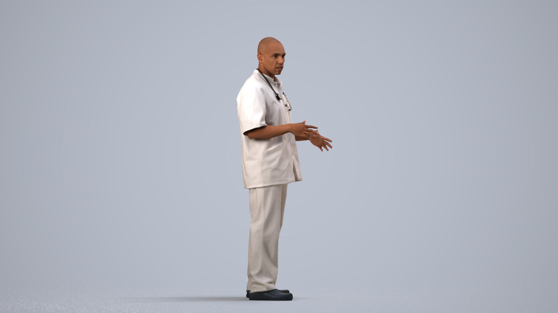 photogrammetry 3D man medical, realistic human model archviz FBX, side view render