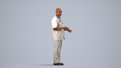 photogrammetry 3D man medical, realistic human model archviz FBX, side view render