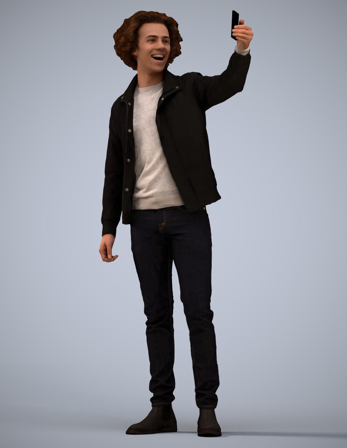 3D people model man casual standing, scanned human for 3ds Max rendering
