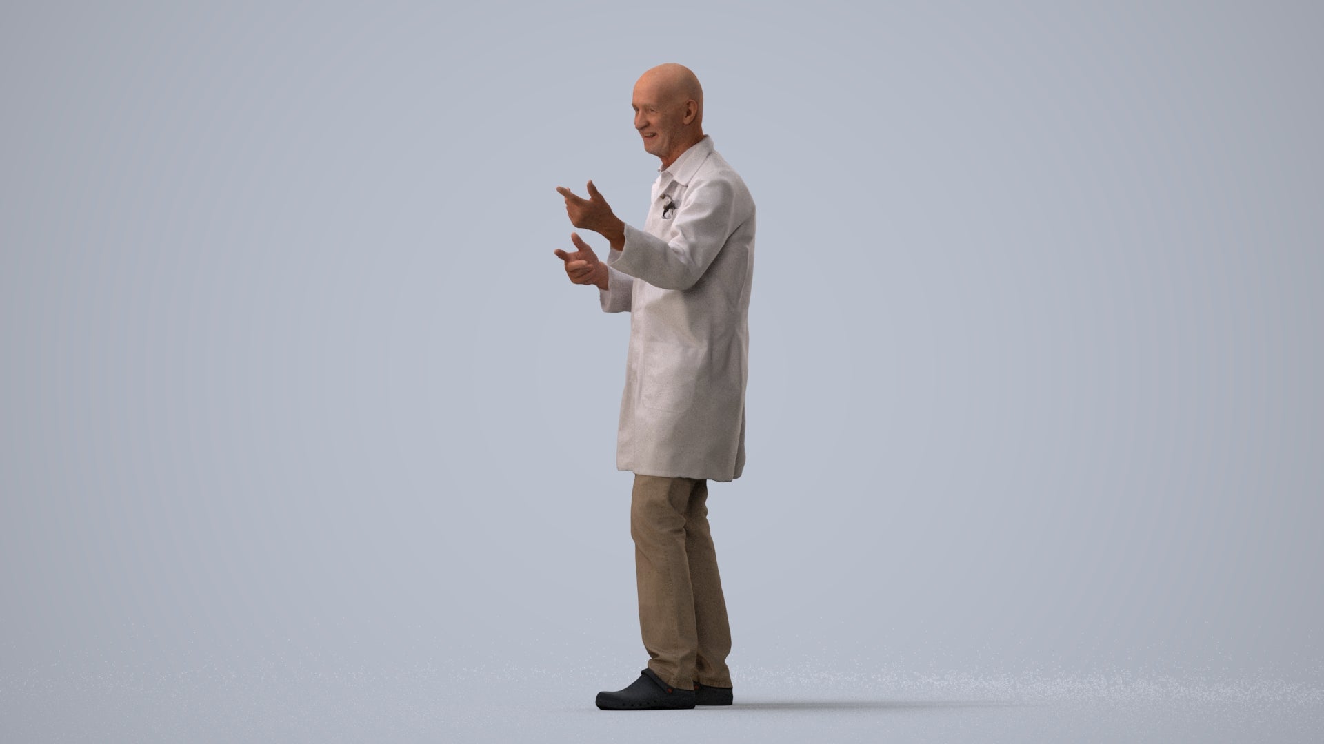 3D scanned senior man medical, photorealistic archviz people for Enscape and SketchUp, three-quarter view render