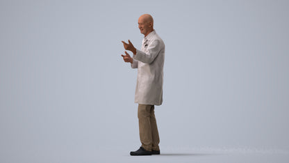 3D scanned senior man medical, photorealistic archviz people for Enscape and SketchUp, three-quarter view render