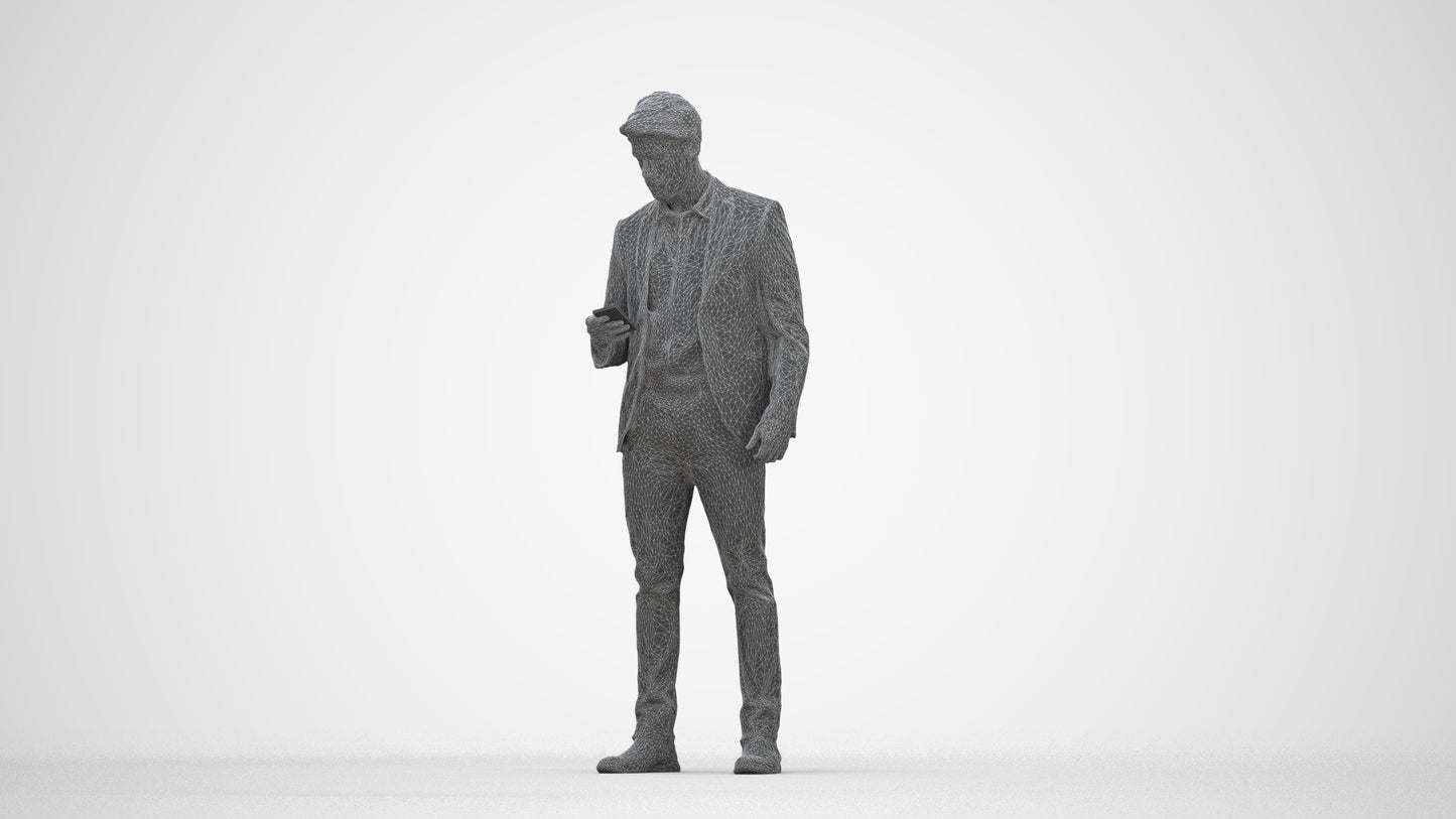 realistic 3D human man business, archviz people FBX OBJ for Blender, wireframe back view