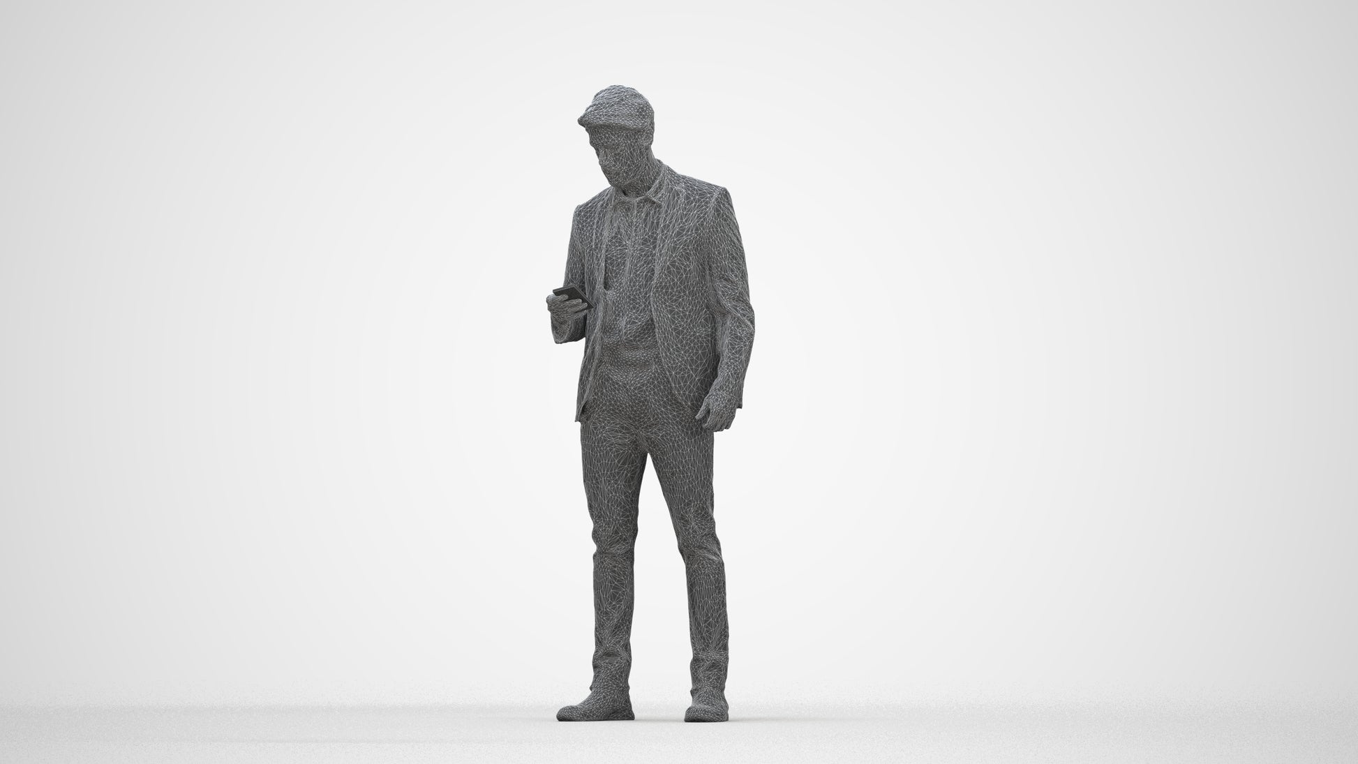 realistic 3D human man business, archviz people FBX OBJ for Blender, wireframe back view