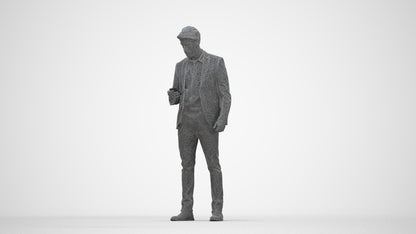 realistic 3D human man business, archviz people FBX OBJ for Blender, wireframe back view