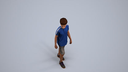 realistic 3D people boy casual kids, render-ready for V-Ray and Corona, FBX OBJ, back view render