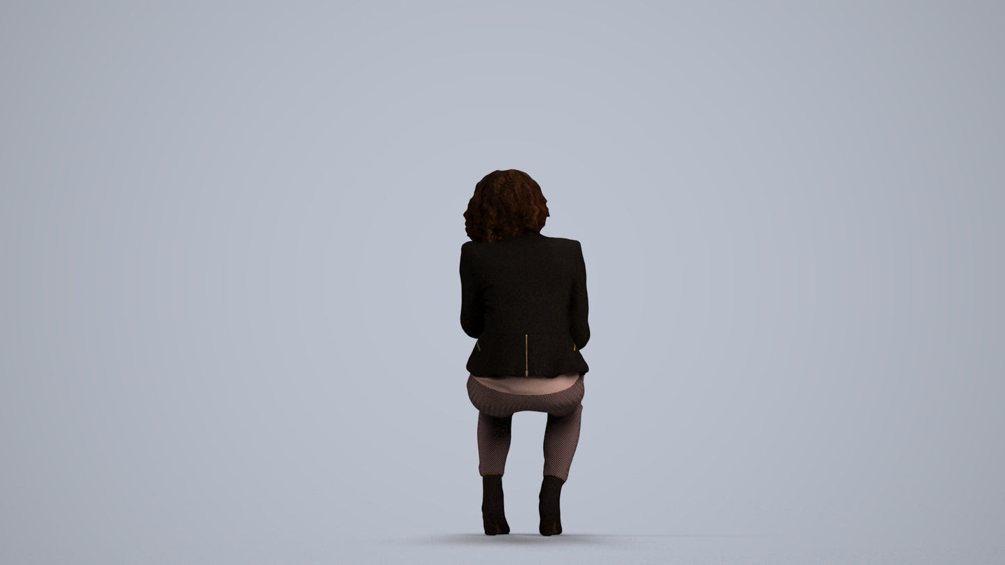 3D people model woman business, scanned human for 3ds Max rendering, front view render