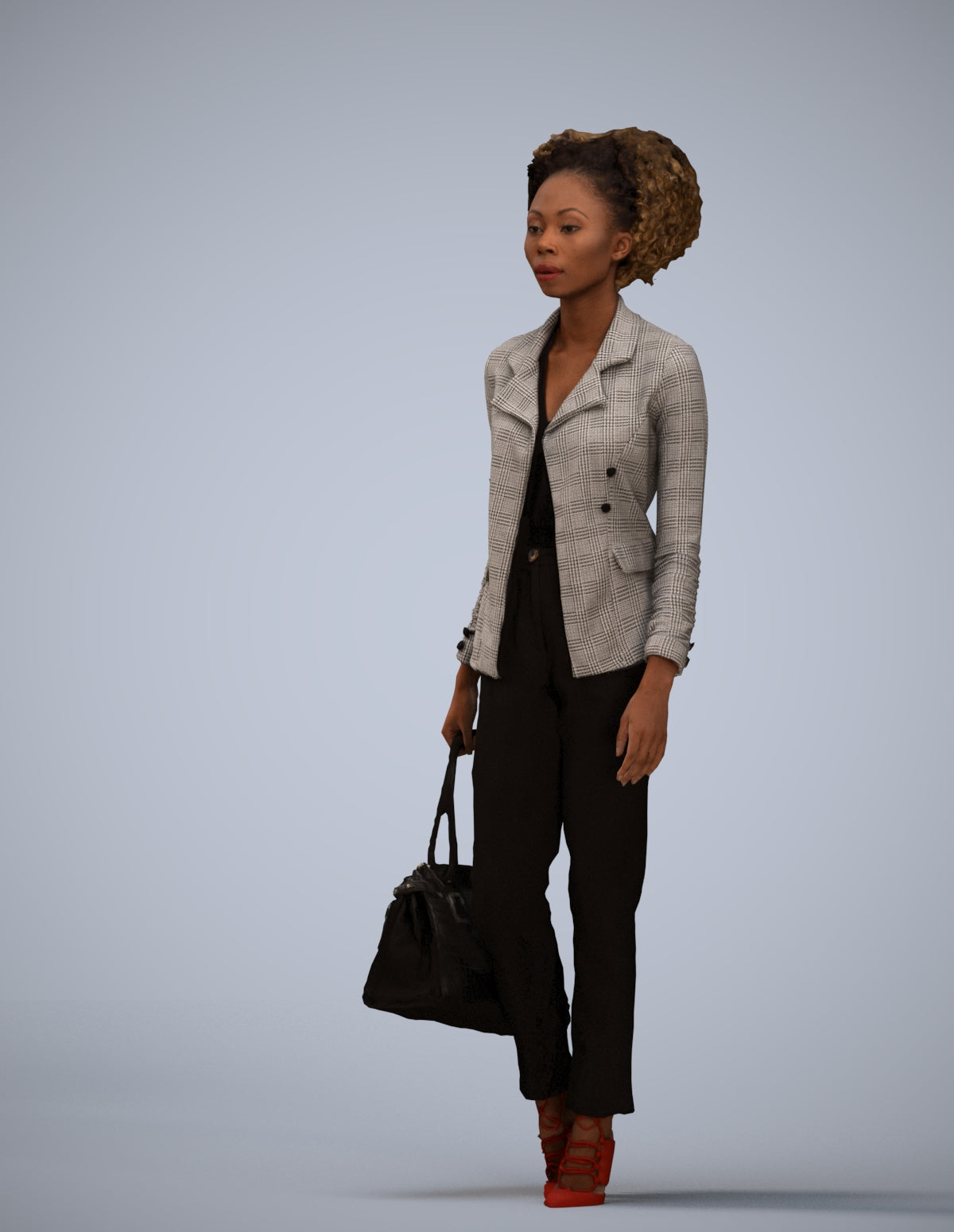 realistic 3D woman business walking, scanned archviz people for Blender and 3ds Max