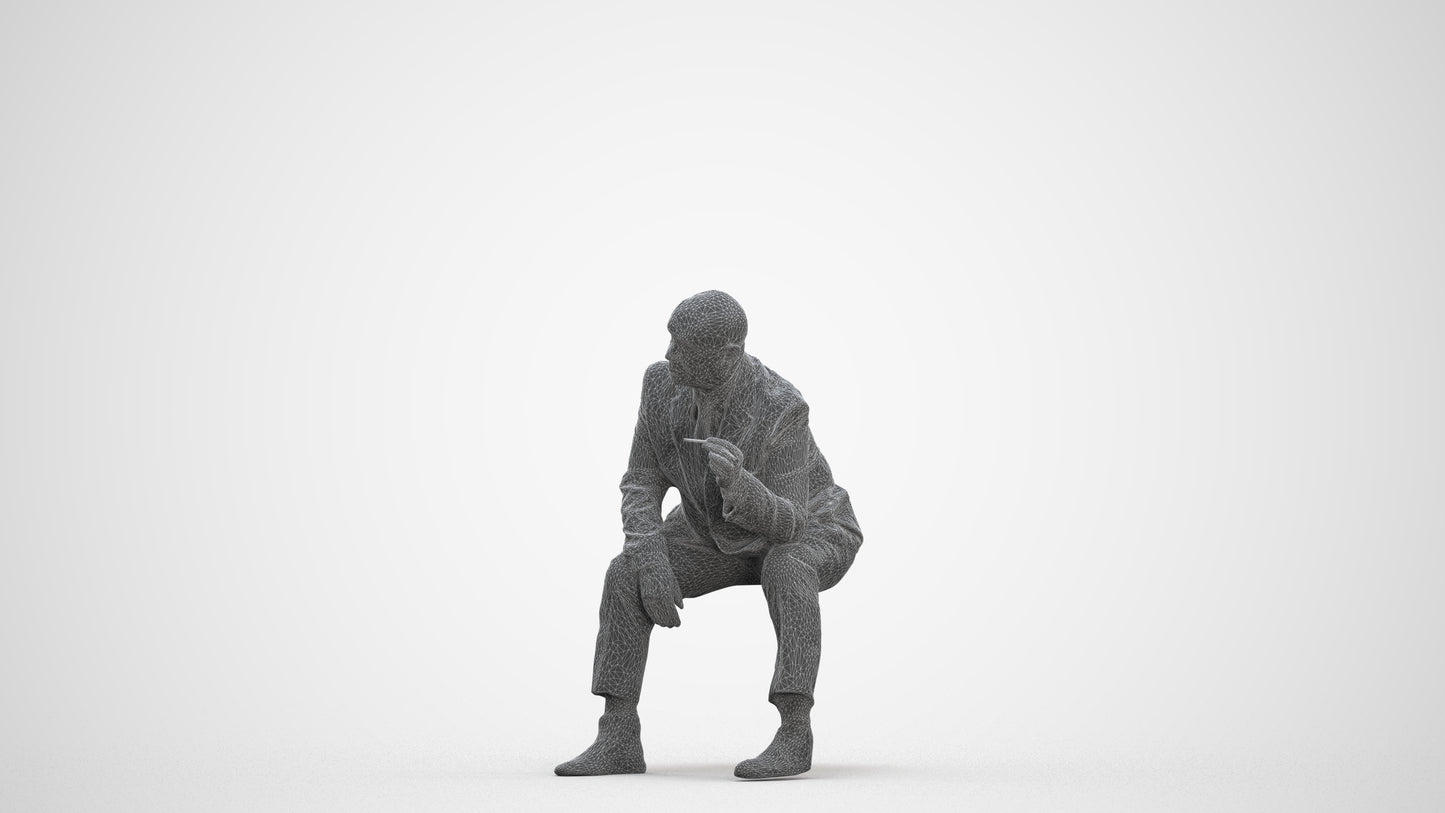3D human model senior man business, photogrammetry scanned person for archviz, three-quarter front view render