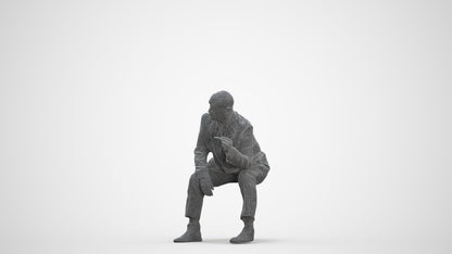 3D human model senior man business, photogrammetry scanned person for archviz, three-quarter front view render