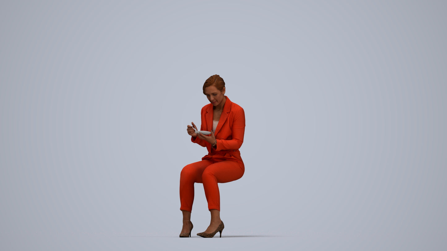 scanned 3D woman formal business, photogrammetry people for Enscape and V-Ray, top-down view render