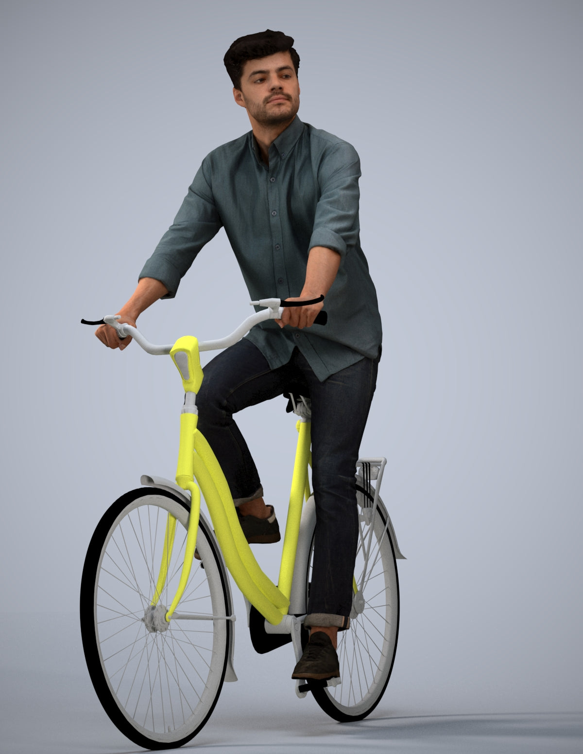 photogrammetry 3D man casual cycling, realistic human model archviz FBX