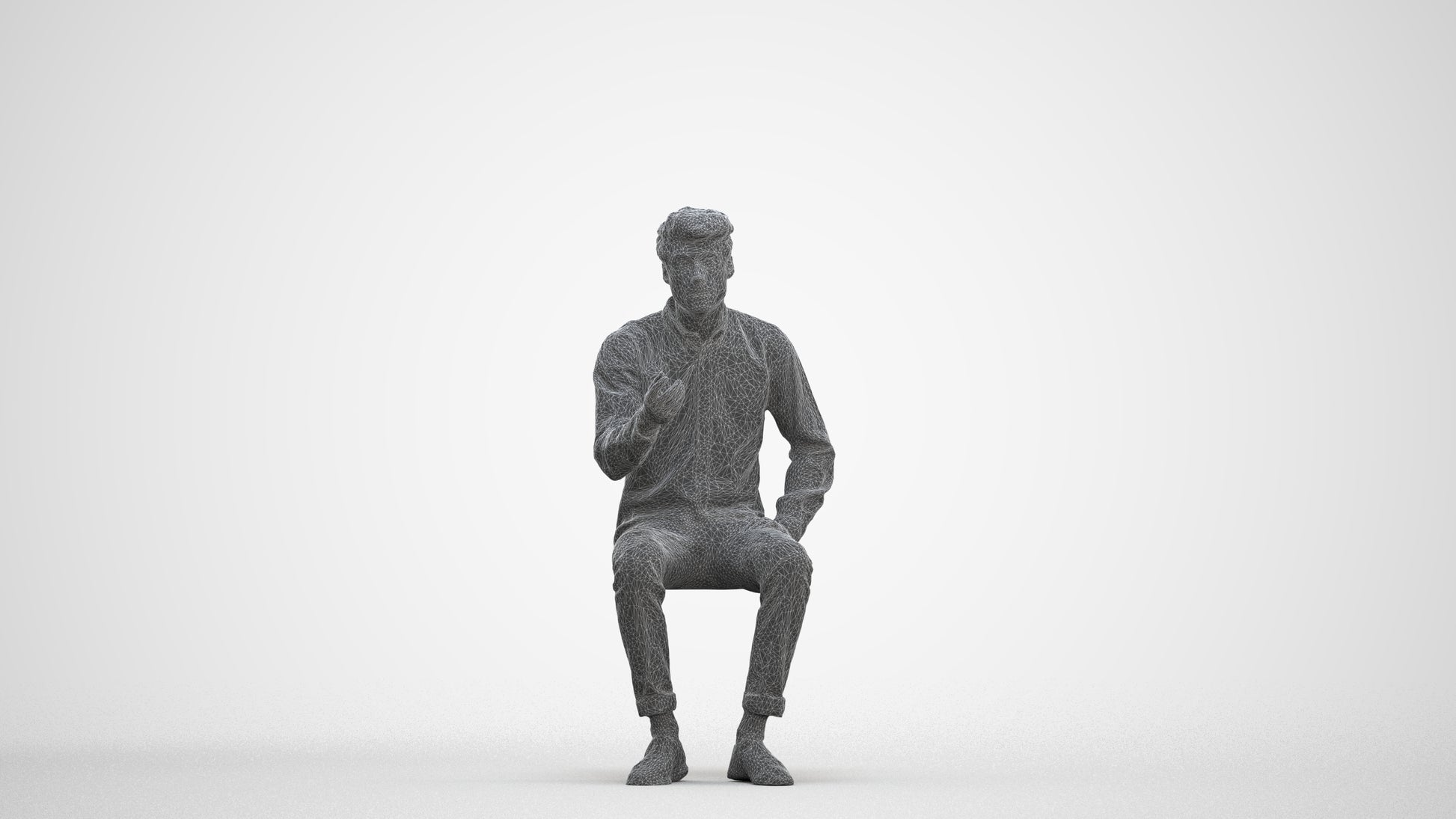 realistic 3D people man casual sitting, render-ready for V-Ray and Corona, FBX OBJ, three-quarter front view render