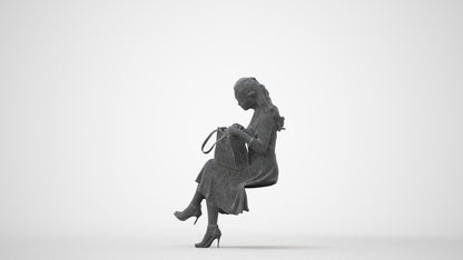 3D people model woman casual sitting, scanned human for 3ds Max rendering, square thumbnail