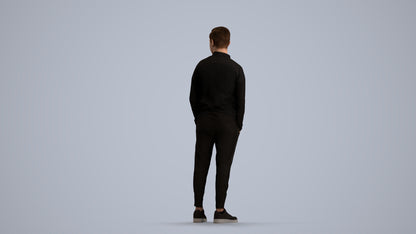 3D scanned boy kids casual, photorealistic archviz people for Enscape and SketchUp, front view render