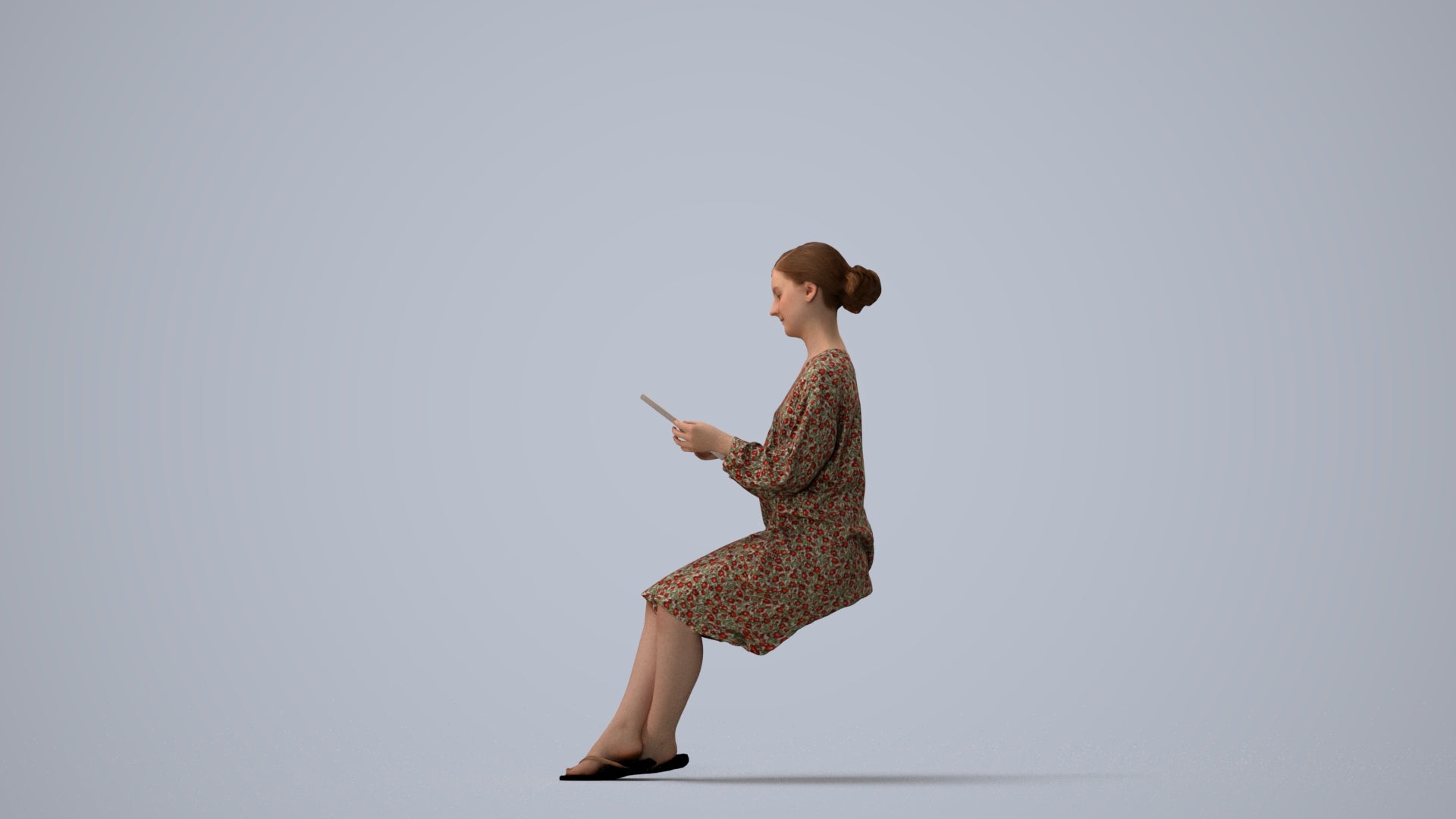 realistic 3D people girl casual kids, render-ready for V-Ray and Corona, FBX OBJ, three-quarter view render