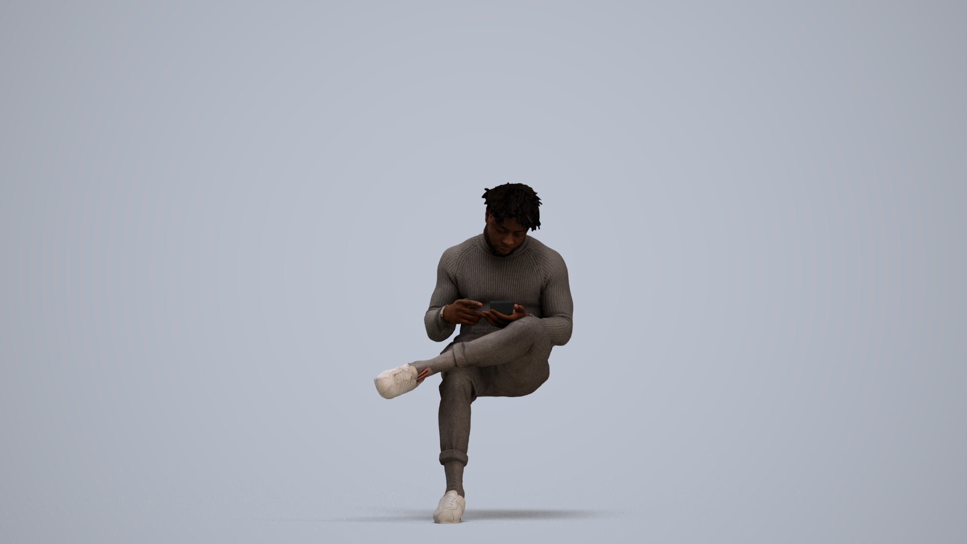 realistic 3D human man casual sitting, archviz people FBX OBJ for Blender, standing pose render