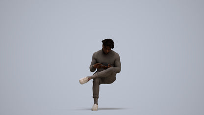 realistic 3D human man casual sitting, archviz people FBX OBJ for Blender, standing pose render