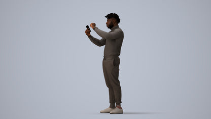 photogrammetry 3D man casual standing, realistic human model archviz FBX, three-quarter view render