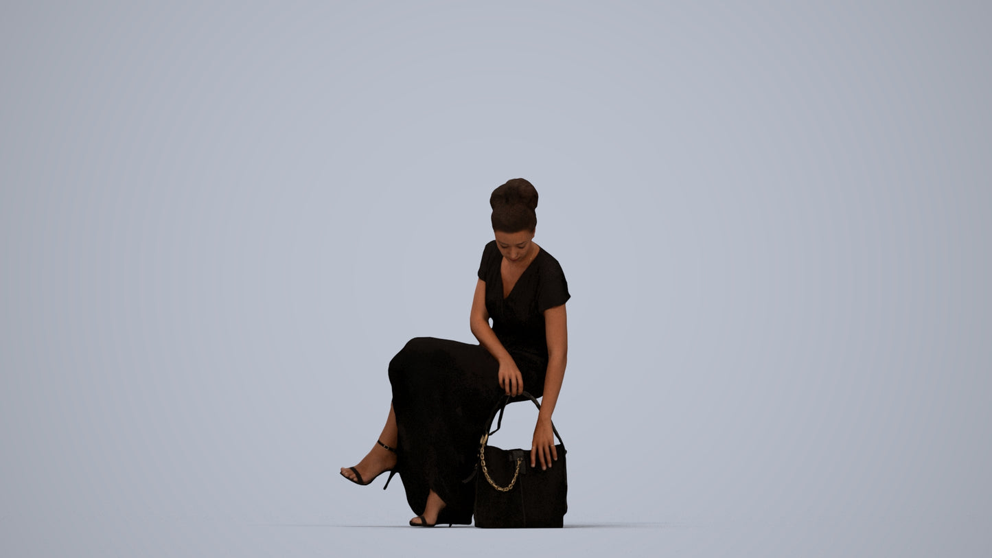 scanned 3D woman formal formalaffairs, photogrammetry people for Enscape and V-Ray, top-down view render